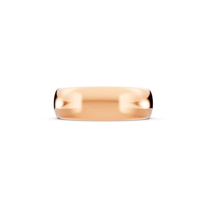 14K Rose Gold Men's Classic Dome Wedding Band - 6mm - Side
