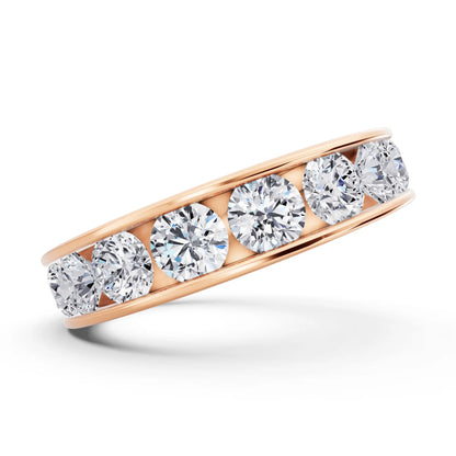 14K Rose Gold Round Cut Diamond Channel Set Eternity Band - 4.2mm - Side