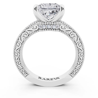 Platinum Princess Cut Diamond Vintage - through finger