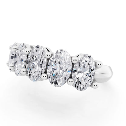 Platinum Five Stone Oval Cut Diamond Half Eternity Wedding Band - 2.7mm - Close up