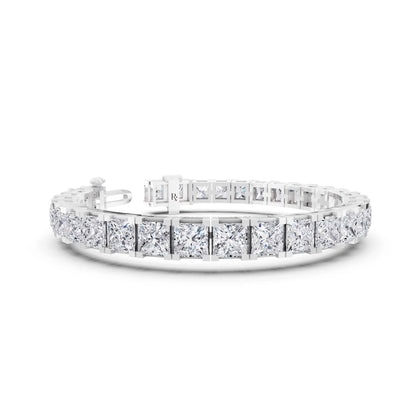 Silver Princess Cut Diamond Tennis Bracelet - Top1