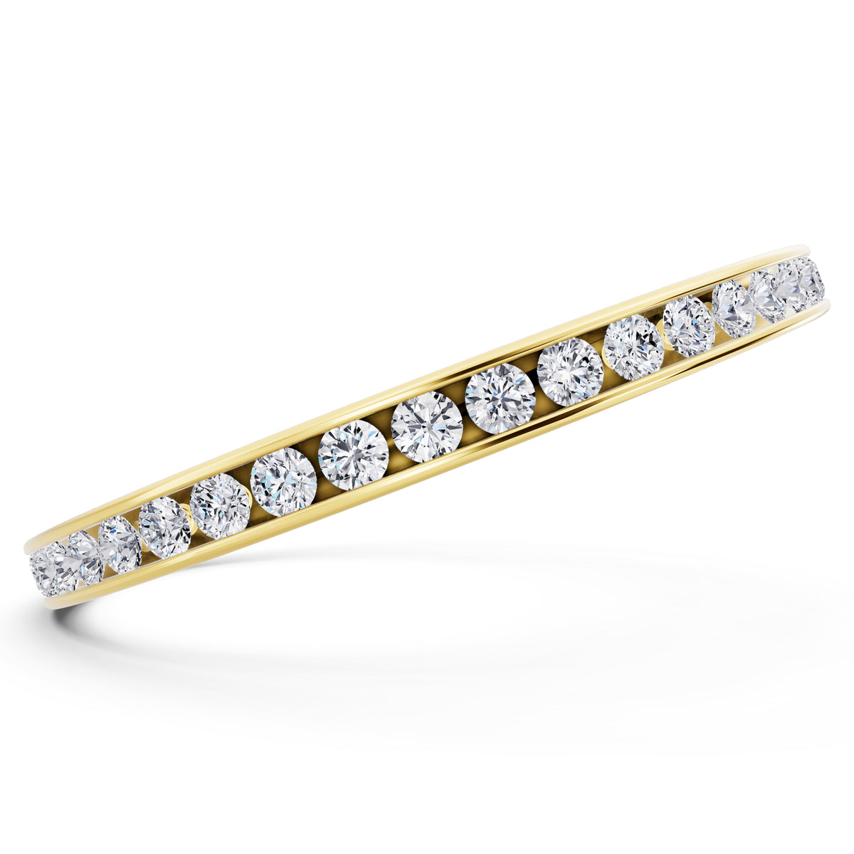 10K Yellow Gold Round Cut Diamond Channel Set Eternity Band - 2.2mm - Side