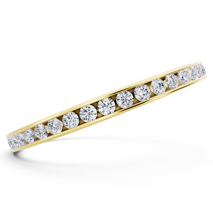 10K Yellow Gold Round Cut Diamond Channel Set Eternity Band - 2.2mm - Side