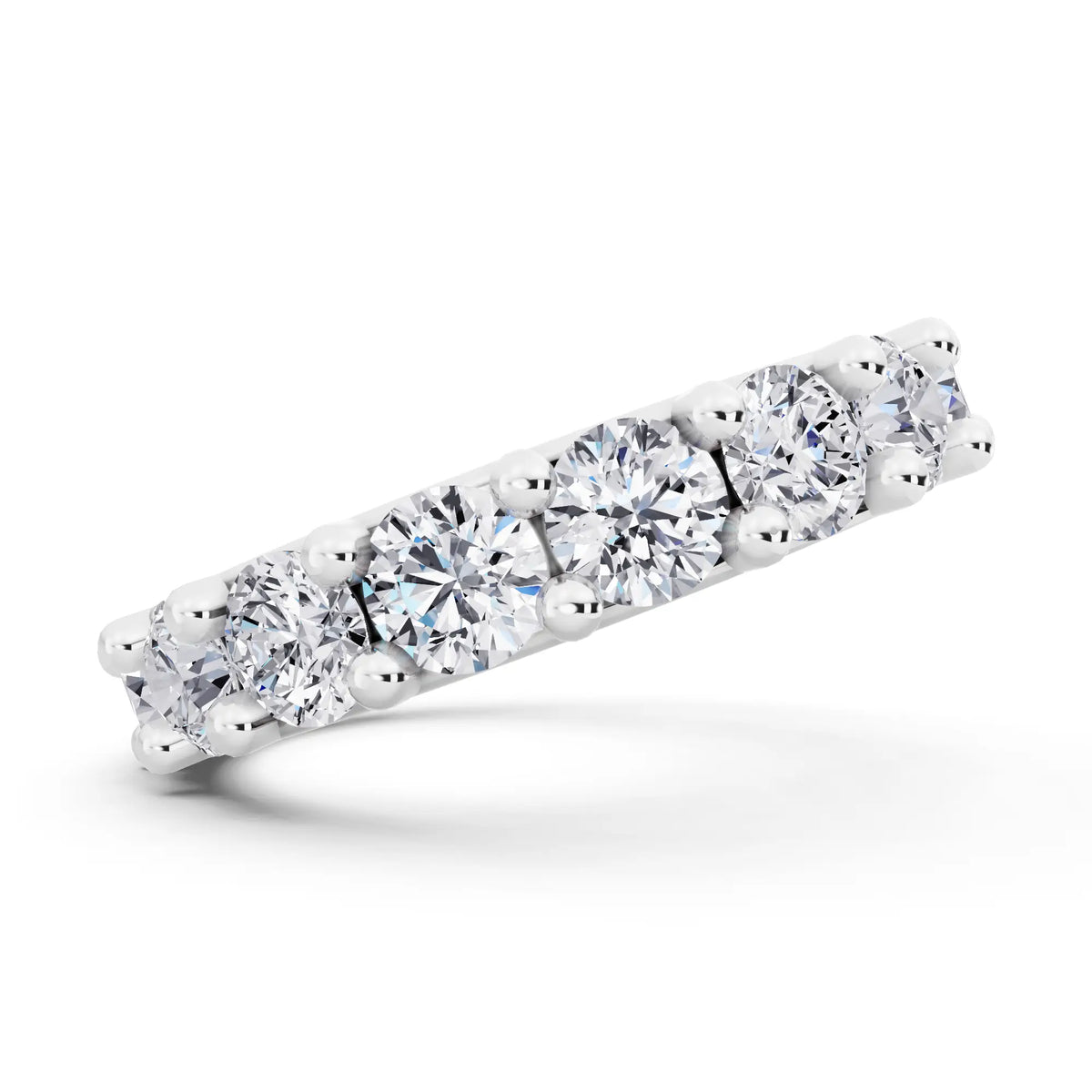 Platinum Round Cut Diamond 4 Prong Eternity Band - 3.5mm - Side