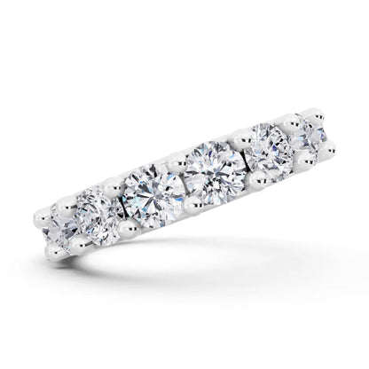 Platinum Round Cut Diamond 4 Prong Eternity Band - 3.5mm - Side