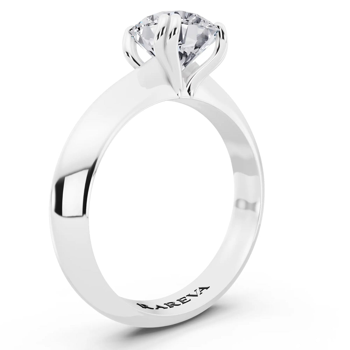 Platinum Round Cut Diamond Solitaire Ring with Knife Edge Band - top view