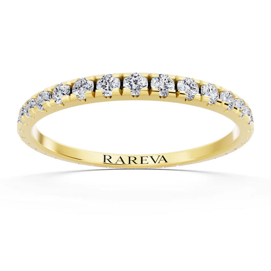14K Yellow Gold Round Cut Diamond Classic Eternity Band - 1.7mm - Front