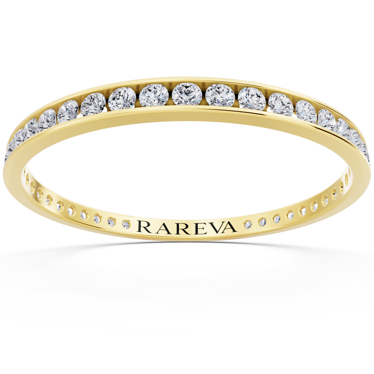 10K Yellow Gold Round Cut Diamond Channel Set Eternity Band - 2.2mm - Front