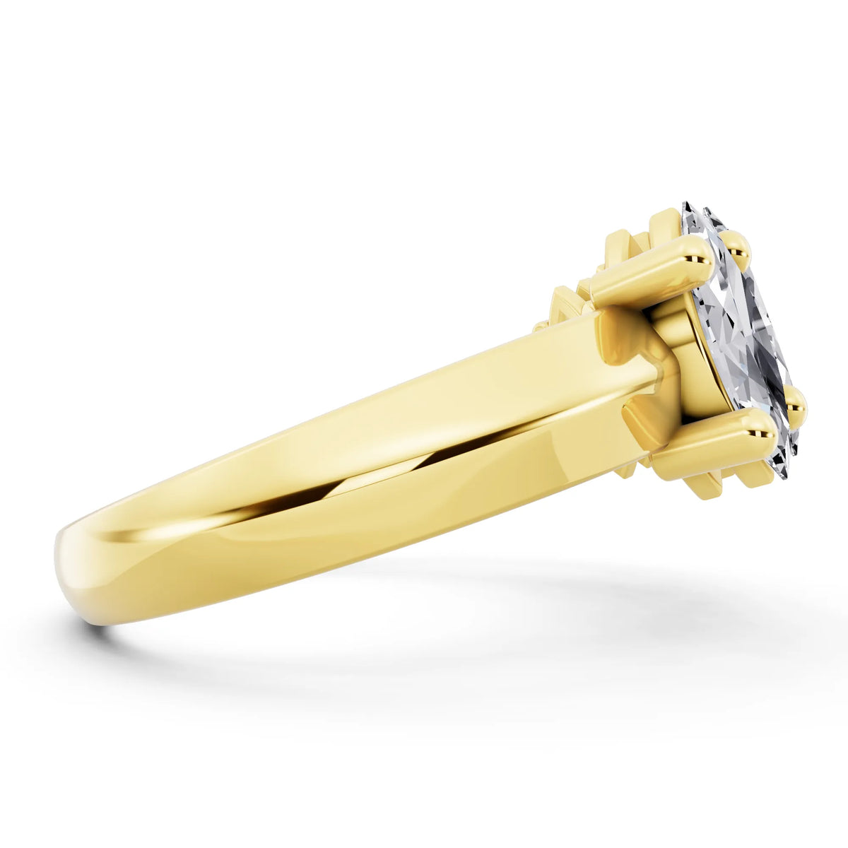 10K Yellow Gold Five Stone Marquise Cut Diamond Half Eternity Wedding Band - 2.7mm - Side