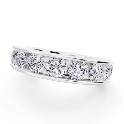 14K White Gold Round Cut Diamond Channel Set Eternity Band - 4.2mm - Close up