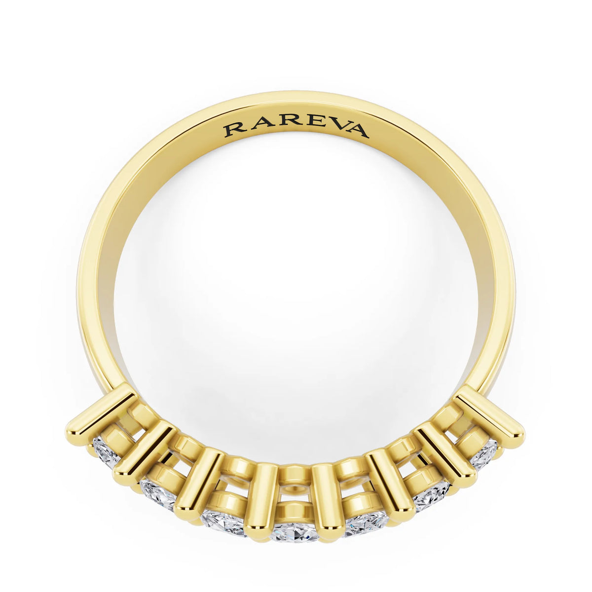 10K Yellow Gold Seven Stone Marquise Cut Diamond Half Eternity Wedding Band - 1.8mm - Top