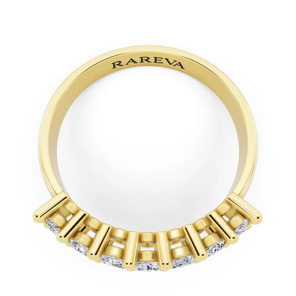 10K Yellow Gold Seven Stone Marquise Cut Diamond Half Eternity Wedding Band - 1.8mm - Top