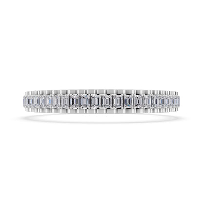 Silver Emerald Cut Diamond Tennis Bracelet - Front