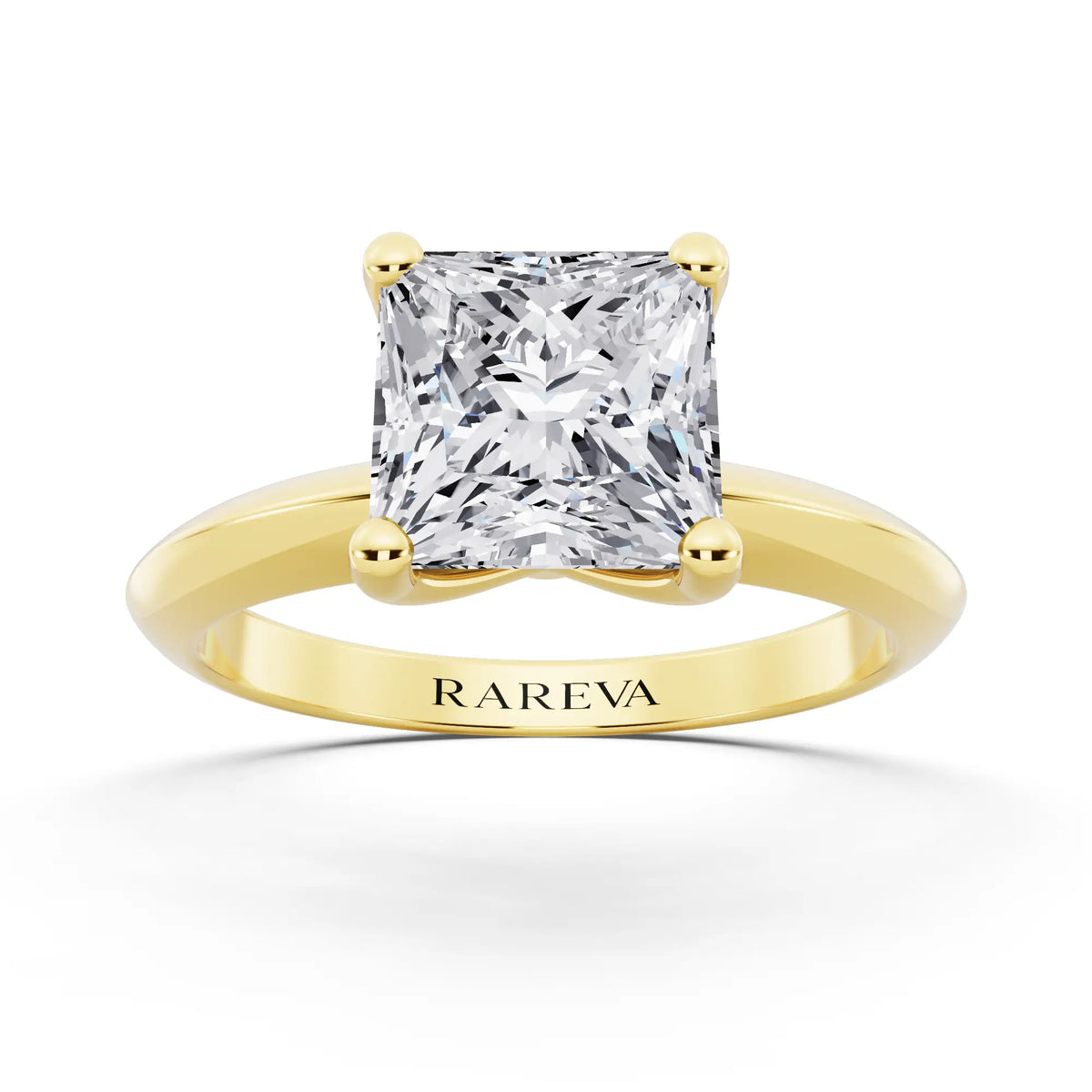 14 KT Yellow Gold Princess Cut Diamond Classic Solitaire Ring - front view