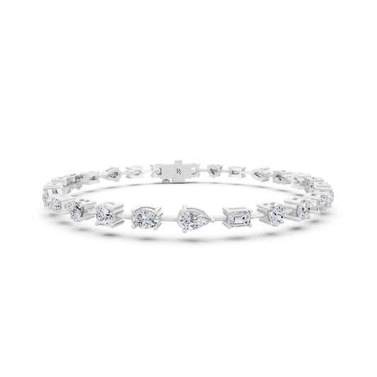 Silver Multi Shape Diamond Tennis Bracelet - Main
