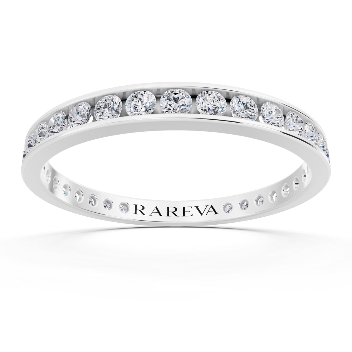 10K White Gold Round Cut Diamond Channel Set Eternity Band - 2.3mm - Front