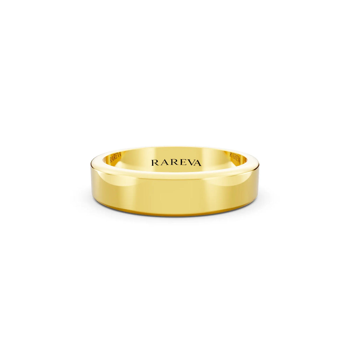 10K Yellow Gold Men's Flat Wedding Band - 4.5mm - Front
