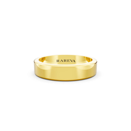 10K Yellow Gold Men's Flat Wedding Band - 4.5mm - Front
