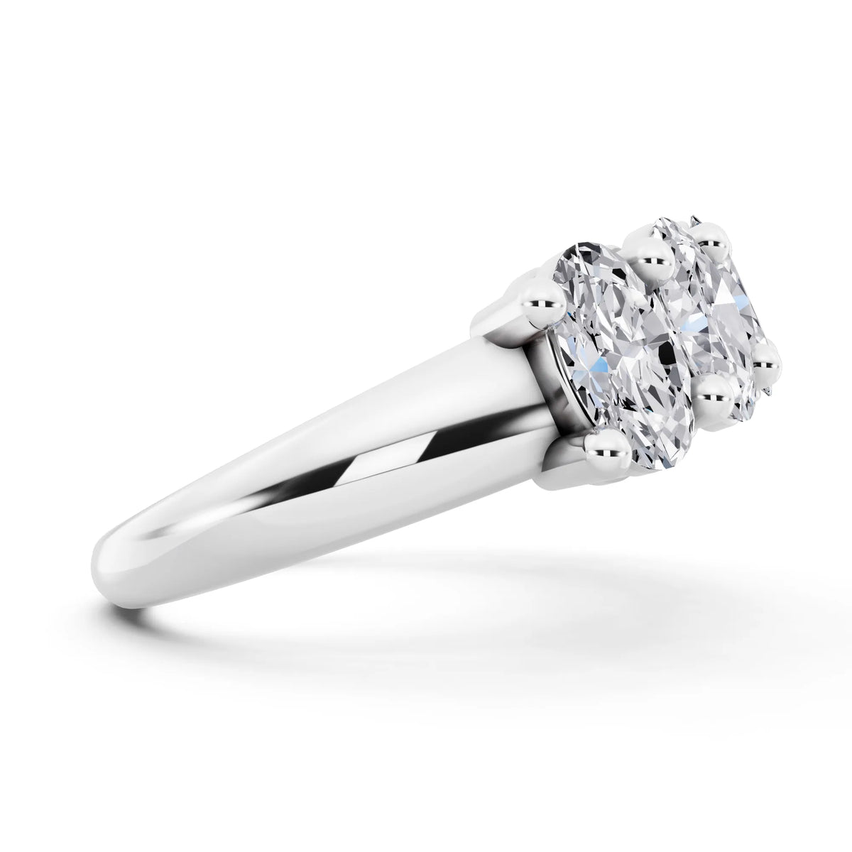 Silver Seven Stone Oval Cut Diamond Half Eternity Wedding Band - 2.2mm - Side