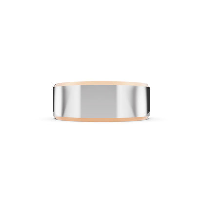 14K Rose Gold Men's Slim Bevel Flat Wedding Band - 7mm - Side