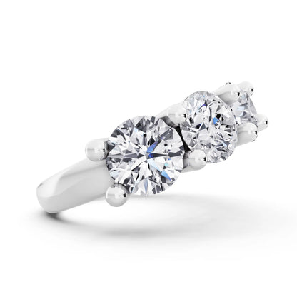 Platinum Seven Stone Round Cut Diamond Half Eternity Wedding Band - 3mm - Side