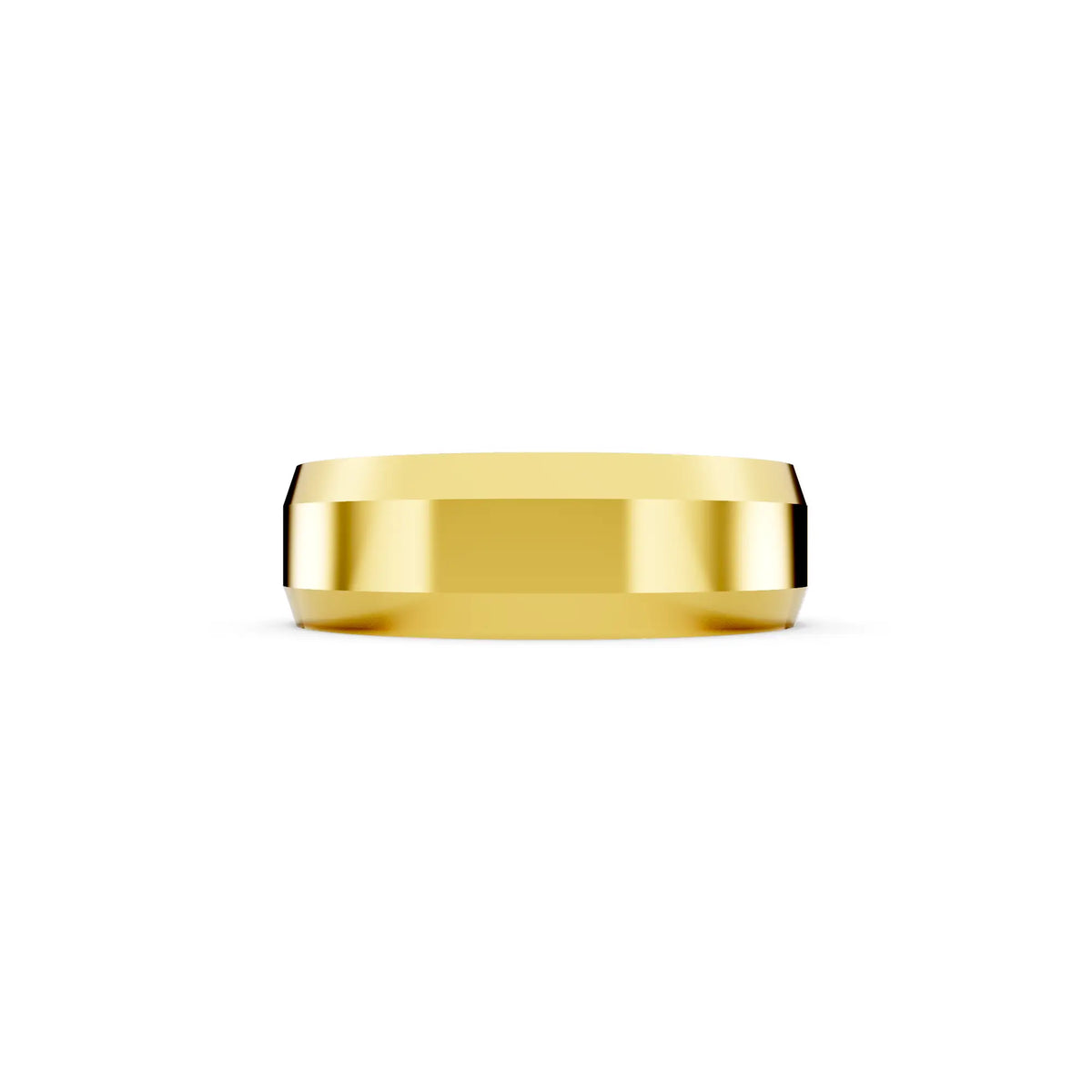10K Yellow Gold Men's Beveled Edge Wedding Band - 6mm - Side