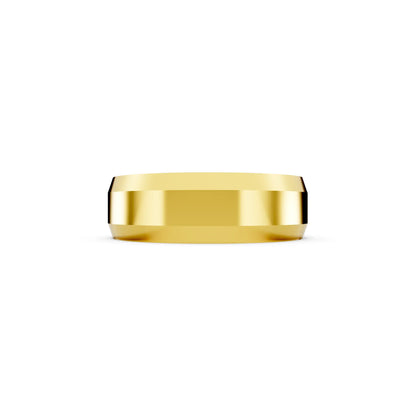 10K Yellow Gold Men's Beveled Edge Wedding Band - 6mm - Side
