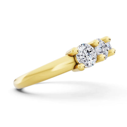 14K Yellow Gold Seven Stone Round Cut Diamond Half Eternity Wedding Band - 2mm - Side