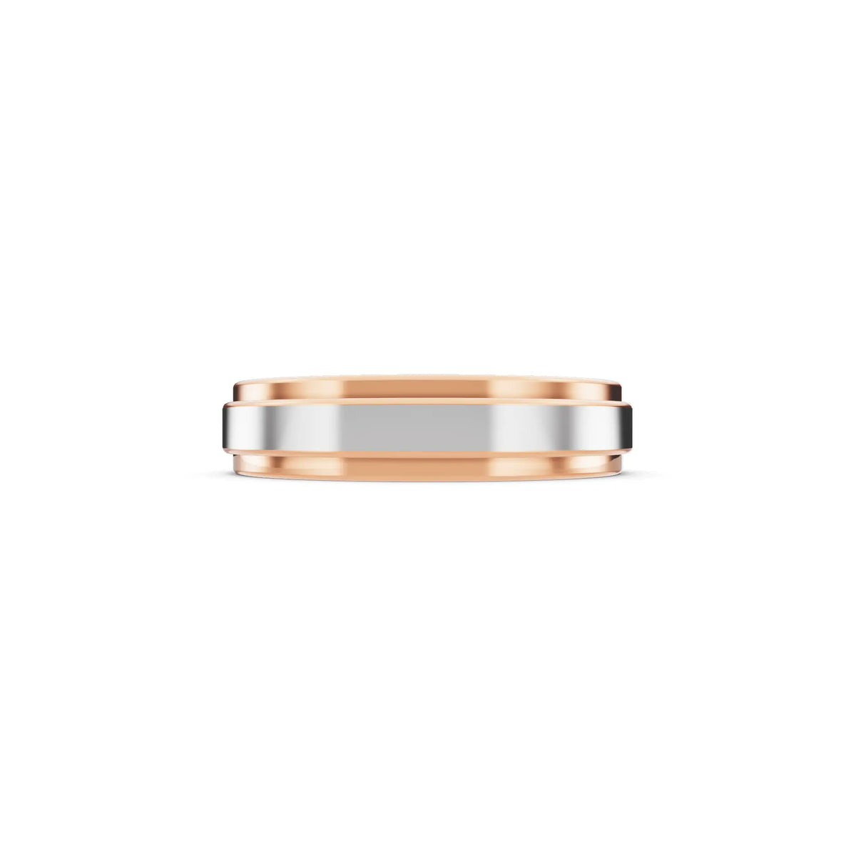 14K Rose Gold Men's Step Edge Wedding Band - 4.5mm - Side