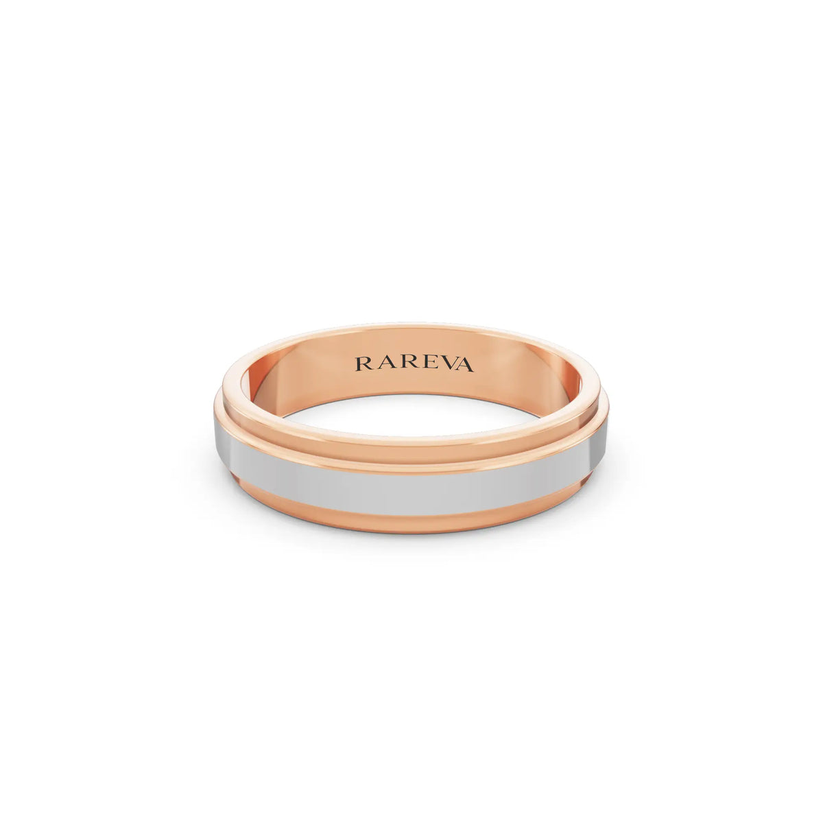 14K Rose Gold Men's Step Edge Wedding Band - 4.5mm - Front