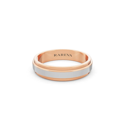 14K Rose Gold Men's Step Edge Wedding Band - 4.5mm - Front