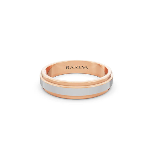 14K Rose Gold Men's Step Edge Wedding Band - 4.5mm - Front