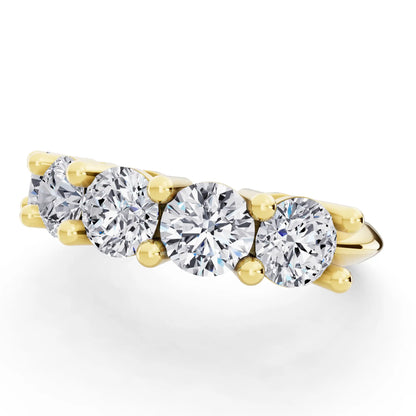 14K Yellow Gold Five Stone Round Cut Diamond Half Eternity Wedding Band - 2.7mm - Close up
