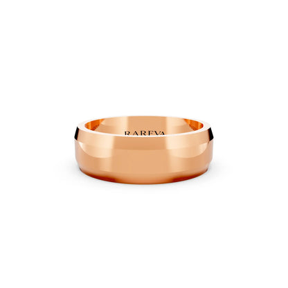 14K Rose Gold Men's Beveled Edge Wedding Band - 6mm - Front