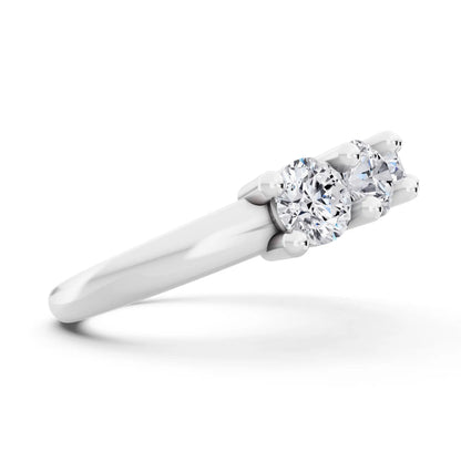 10K White Gold Seven Stone Round Cut Diamond Half Eternity Wedding Band - 2mm - Side