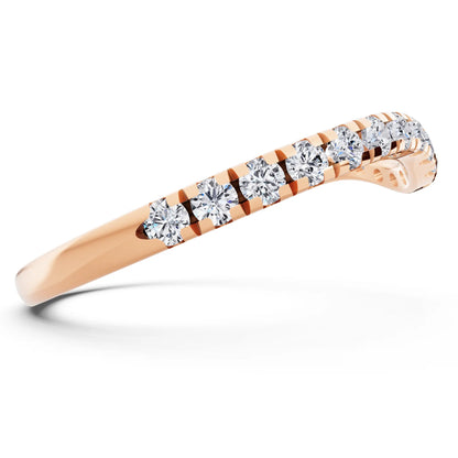 14K Rose Gold Round Cut Diamond Crescent Curved Band - 1.6mm - Side