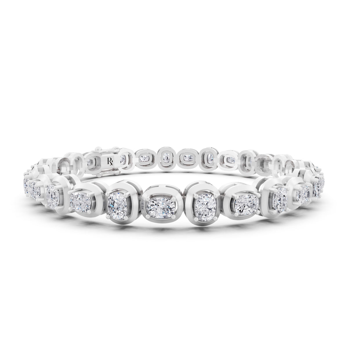 10K White Gold Cushion Cut Diamond Tennis Bracelet - Top1