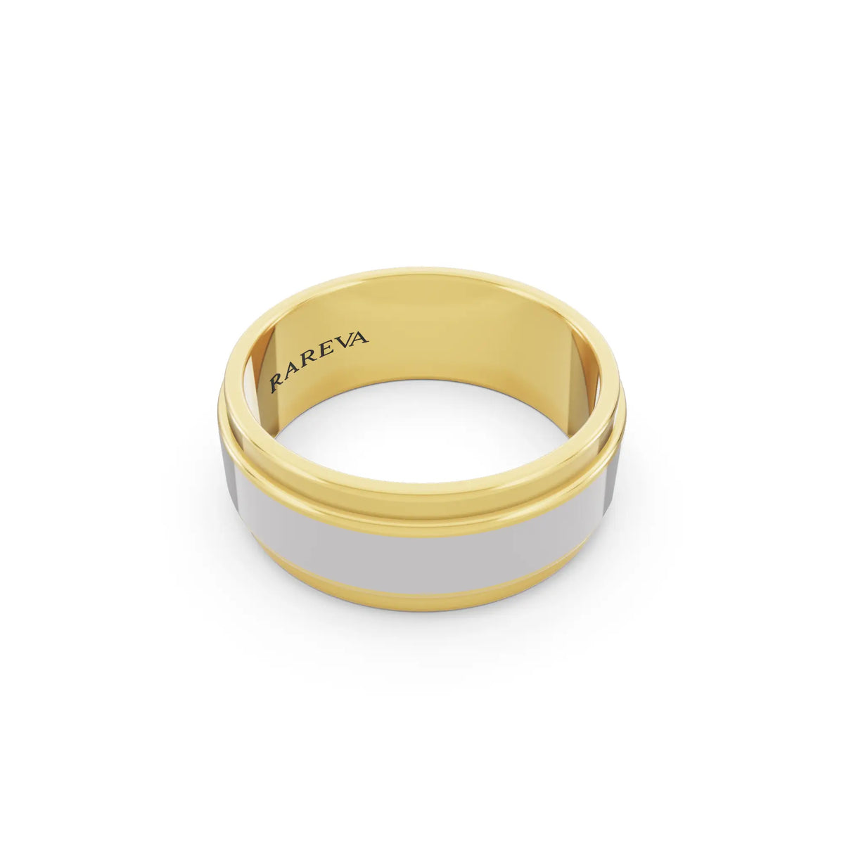 10K Yellow Gold Men's Step Edge Wedding Band - 7.5mm - Left