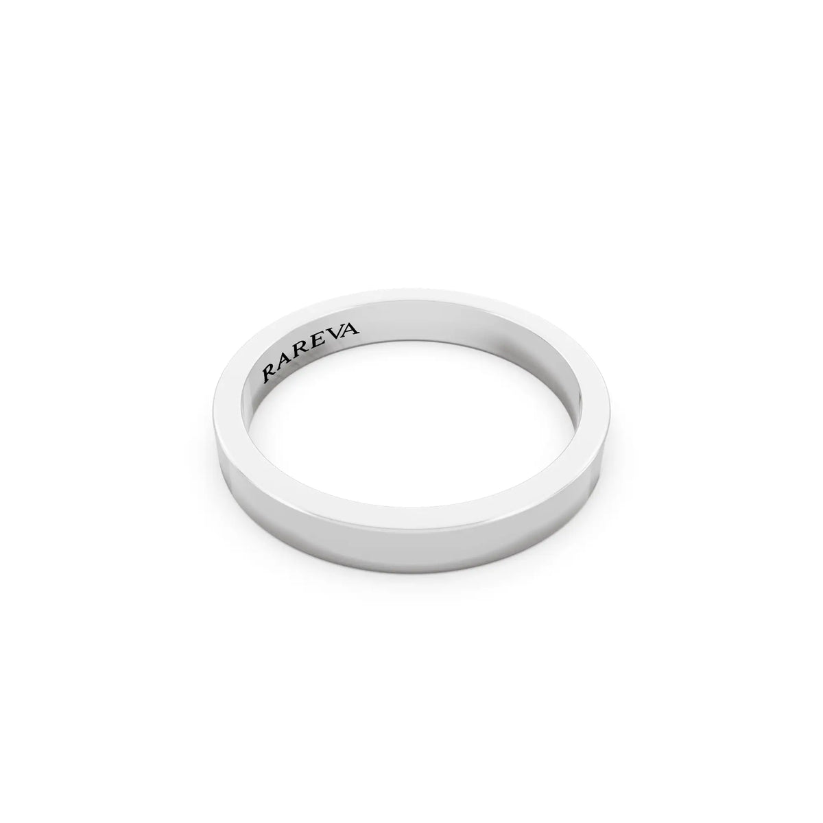 Platinum Men's Soft Edge Flat Wedding Band - 3mm - Left
