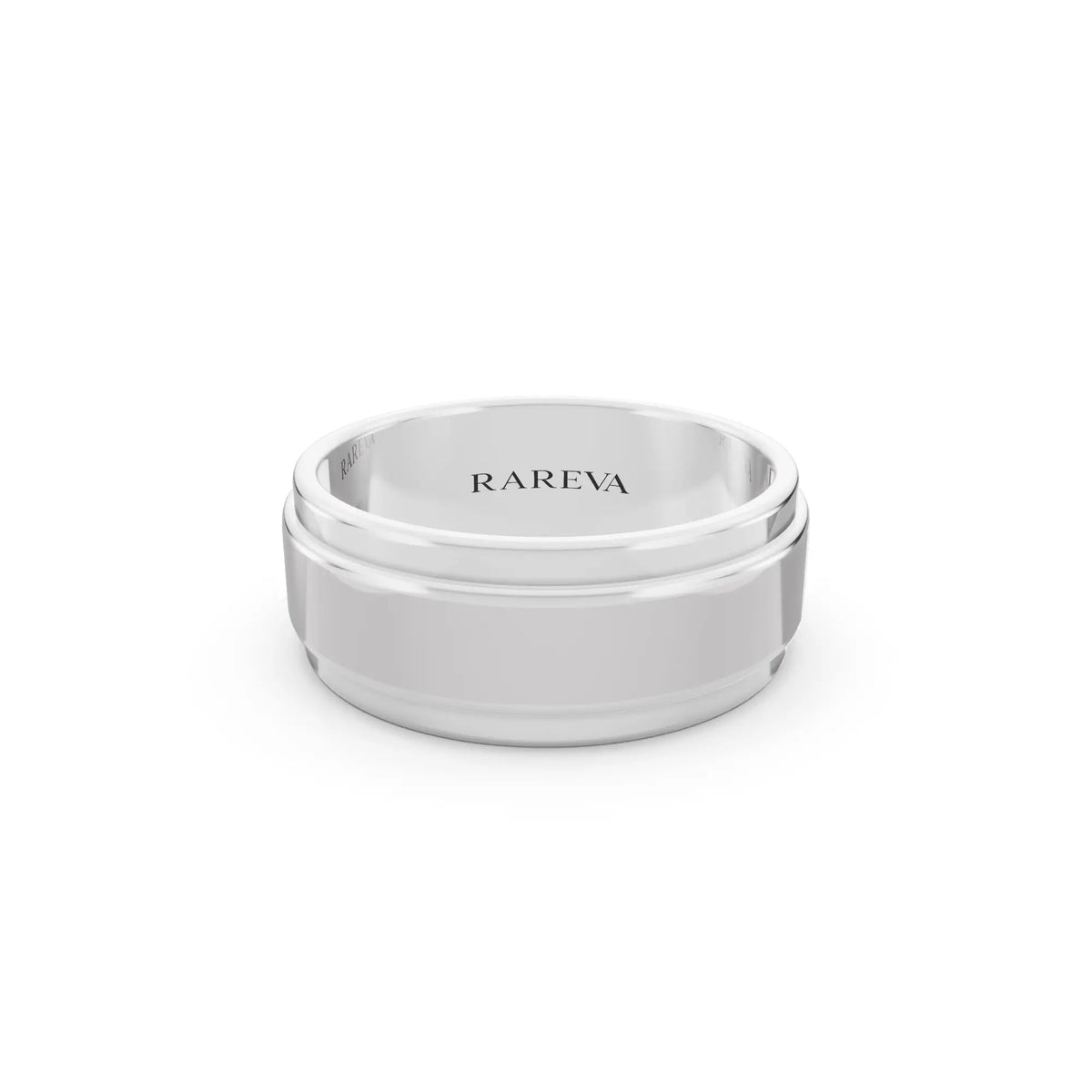 Silver Men's Step Edge Wedding Band - 7.5mm - Front