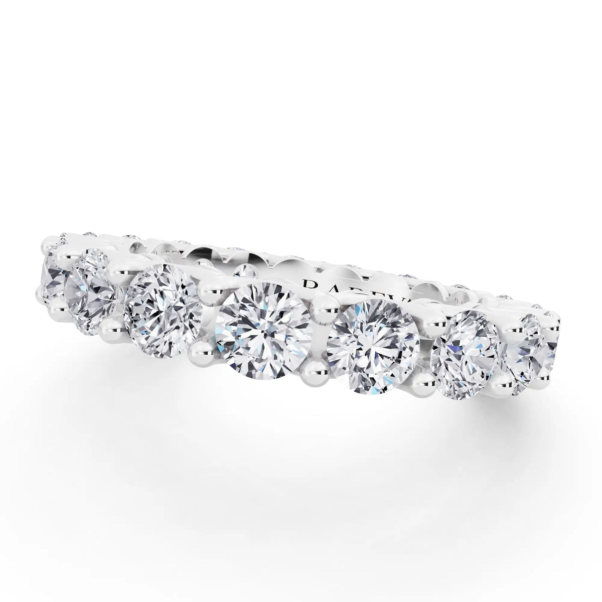 Silver Round Cut Diamond Unity Prong Eternity Band - 3.2mm - Close up