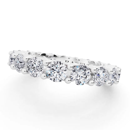 Silver Round Cut Diamond Unity Prong Eternity Band - 3.2mm - Close up