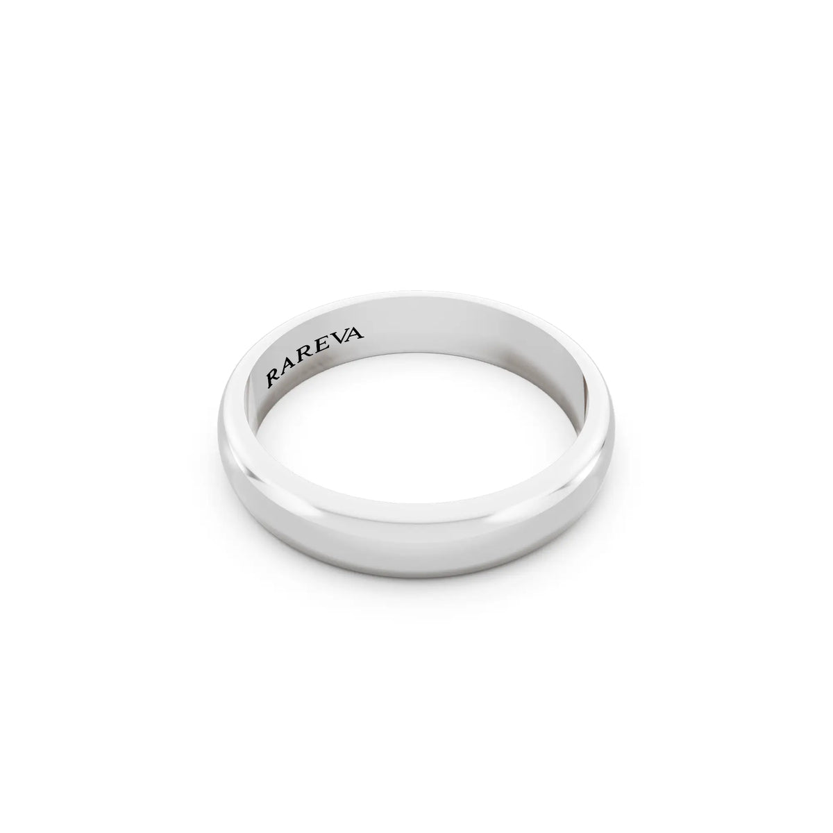 Platinum Men's Classic Dome Wedding Band - 4mm - Left