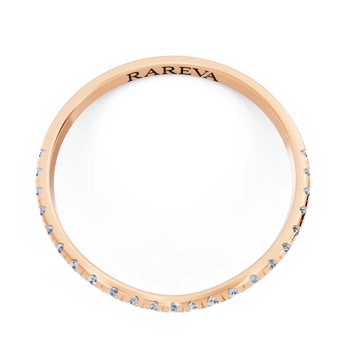 10K Rose Gold Round Cut Diamond Contour Curved Band - 1.5mm - Top