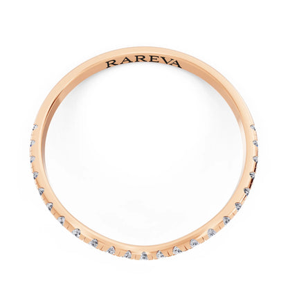 10K Rose Gold Round Cut Diamond Contour Curved Band - 1.5mm - Top