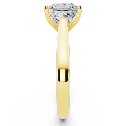 18 KT Yellow Gold Princess Cut Diamond Solitaire Ring with Hidden Accent - side view