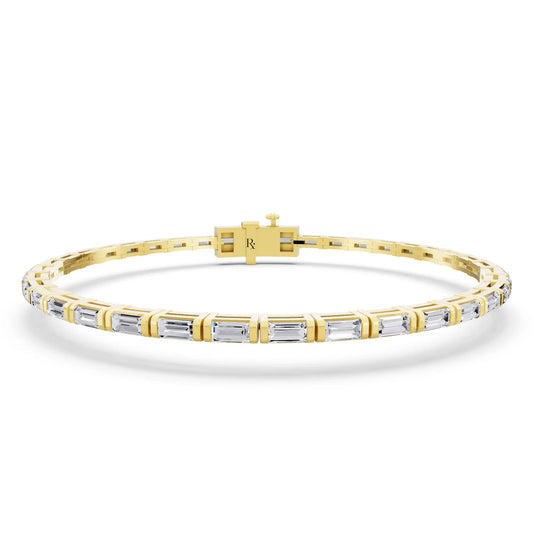 10K Yellow Gold Baguette Cut Diamond Tennis Bracelet - Main