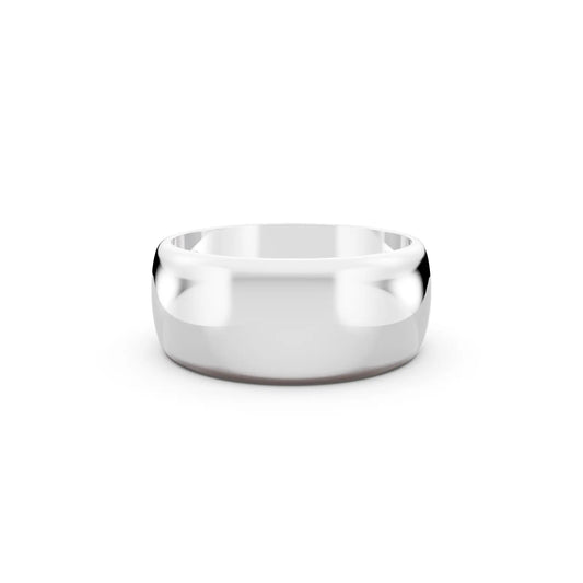 Silver Men's Classic Dome Wedding Band - 8mm - Front