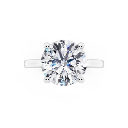 14 KT White Gold Round Cut Diamond Solitaire Ring with Cathedral Band - top angle