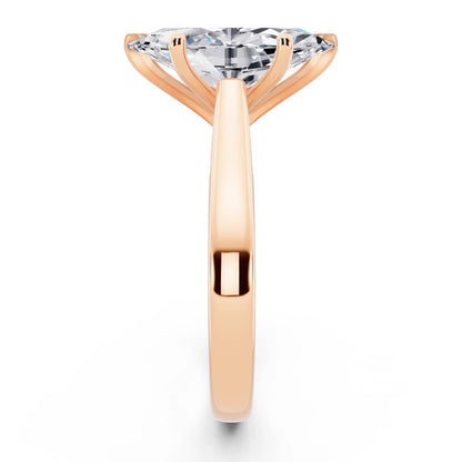 14 KT Rose Gold Marquise Cut Diamond Solitaire Ring with Hidden Accent - side view